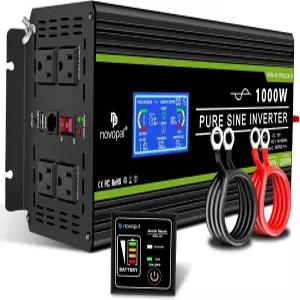 노보팔 1000와트 순수 사인파 파워 인버터 12V DC 110V/120V AC 컨버터 - 4개의 콘센트 자동차 USB 포트