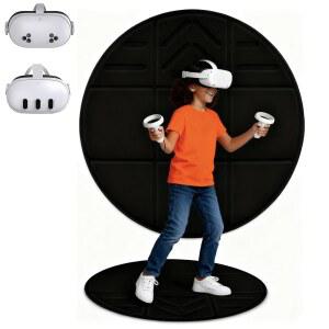 메타 퀘스트 3S / 퀘스트 3 / 오큘러스 퀘스트 2 / 프로 / PSVR2 / 카페트용 접이식 VR 매트 모든 VR 헤드셋용 VR 바닥 매트 미끄럼 방지 부드러움 피로 방지 메타버스의 자유로운 탐험 보장 (블랙)