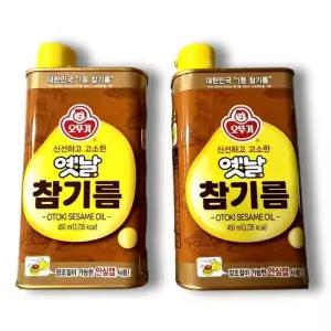 옛날참기름 450ml X 캔2개 양조절안심캡