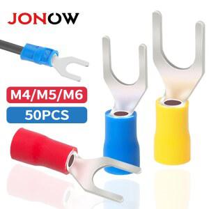 50PCS 포크 터미널 전선 커넥터 연결 스페이드 러그 라이스 스플 케이블 빠른 나사 절연 플러그