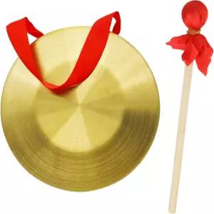 GTHER 15cm 5.9인치 중국 전통 타악기 징과 나무 망치 및 매달린 끈