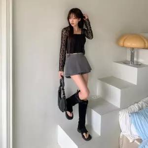 여자 활동적인 편안한 플리츠 마이크로 미니 스커트_25731727_588872