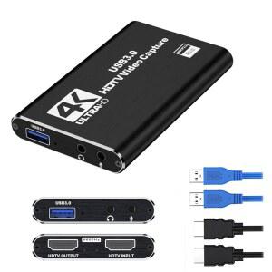 USB 3 0, 1080p 60fps, 플러그 앤 플레이, , Switch, OBS, PC, Mac용 제로 레이턴시를 갖춘 스트리밍, 및 게임용 4K 캡처 카드 블랙