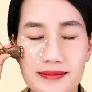 휴대용 미니 눈가주름괄사 얼굴마사지 두피 구슬괄사기 안마 우드 소형 직장인 황동 마사지기
