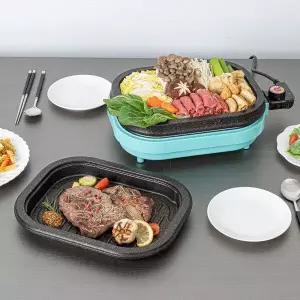 미라스 스마트 트윈팬 미니 전기그릴 전골 팬 그릴팬 GST 미라스 국내생산 미니 전기그릴 전골 트윈 팬 KM-2025 MNS