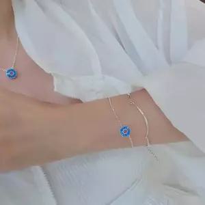 SS1041 여성 캐주얼 유니크 스톤 팔찌 아쿠아 블루 은팔찌 실버
