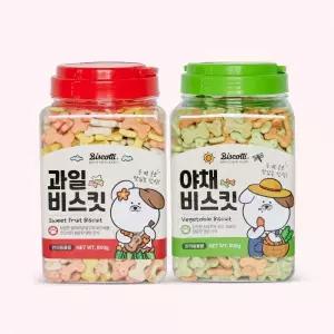 비스코티 강아지 과자 쿠키 간식 비스켓 밀크 + 과일 모음 선택 800g X2개 MNS
