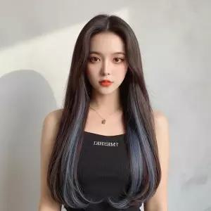 붙임머리 똑딱이 가발 브릿지 피스 6p 블루 헤어 익스텐션 증정품 ...