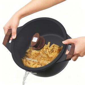 ITSMILLIRS 논스틱 육수 냄비 스트레이너 뚜껑이 있는 6.5QT 수프 파스타용 보이는 인덕션 쿠킹 스파게티 세라믹 카세롤로 쉽게 청소할 수 있습니다
