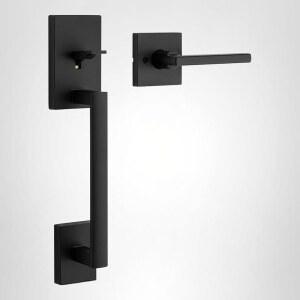 KWIKSET 산 클레멘테 현관문 손잡이 잠금 없음 내부 리버서블 핸드 레버 매트 블랙 데드볼트 미포함 마이크로밴 보호 기능 포함