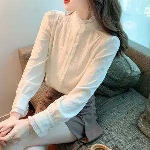 봄가을 여성 레이스 슬림핏 데일리룩 빈티지 긴팔블라우스 Q06