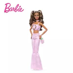 [10000P][BARBIE] 디럭스 스타일 핑크 데님 플레어 팬츠 레트로 시크 한정판 바비인형