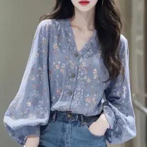 봄가을 여성 시스루 블라우스 셔츠 루즈핏 긴팔 셔츠 코트