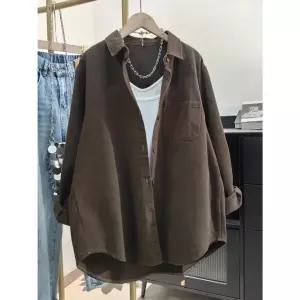 봄가을 여성 캐주얼 순면 긴팔 루즈핏 미디 셔츠