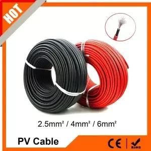 2.5mm2 태양광 발전 연장 케이블 태양계 전원 Pv 패널 연결용 와이어 빨간색 검정색