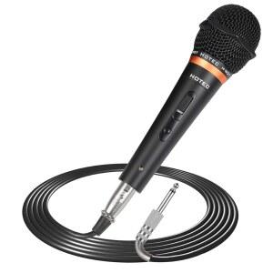 HOTEC 프리미엄 보컬 다이내믹 핸드헬드 마이크, XLR 스위치 블랙) (메탈 5.8M(18피트) 온 /오프 (H-W07) 케이블 및 탈착식