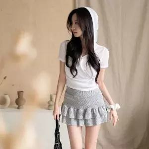[옷자락]여성 여름 캐주얼 린넨 후드 니트티