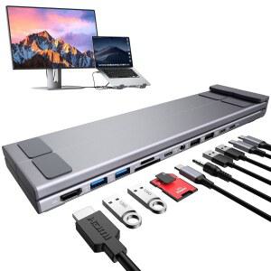 노트북 도킹 스테이션 스탠드, 도크 태블릿 /서페이스 HDMI, /레노버용 4K@60HZ /TF+오디오 100W, 3.0+SD 2 11 USB2.0, 범용 PD 맥북 / USB3.0, IN 1 허브, 프로 C USB /델 /에어
