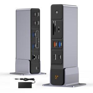 TOBENONE USB C 도킹 스테이션 모니터 10GBPS의 전원 트리플 18-IN-1 최대 20W 디스플레이, /USB HDMI /크롬 /DP 2개, 어댑터, 윈도우 3개, OS용 고속 150W 포트 8개, 충전, 4K