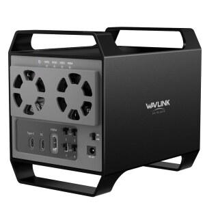 WAVLINK 3.5인치 및 2.5인치 SATA HDD 4K 비디오 하드 놀라운 3.2, HDMI 팬, 인클로저, 용량, 10GBPS 최대 USB-C 온도 내장 /SSD용 제어 출력, 냉각 4베이 드라이브 알루미늄 88TB