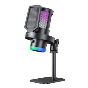 BOYA USB 게이밍 마이크, 192KHZ / 슈퍼카디오이드 ANDROID 노브, 24비트, 9개의 PC용 팟캐스트 효과, IOS 잭, RGB MAC 터치 게인 스트리밍 PS4 + 음소거, 마이크 ENC 모니터 캔슬링, 노이즈