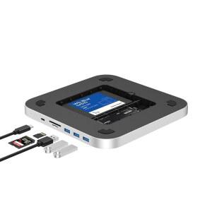 QWIIZLAB 듀얼 드라이브 인클로저가 있는 맥 적합 도킹 HDD 허브, (실버) /M1용 SSD, /M1, 104MB TYPE-C 카드 10GBPS, SATA 미니 /3 2.5인치 SSD에 /M 리더기 NVME M2 M.2 스테이션, /M2 M4 스튜디오 /S,