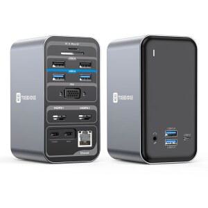 TOBENONE USB C 노트북 도킹 스테이션 윈도우 , 홈 오피스용 모니터, 15-IN-1 듀얼 USB, 포함, 오디오 HDMI, 이더넷 레노버, 및 기가비트 /마이크 7 VGA, 도크, SD /TF, 서피스, 델,