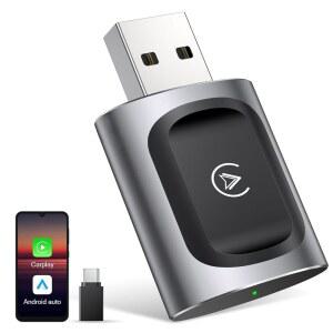 iPhone용 오로라링크 2-in-1 미니 무선 카플레이 어댑터, 2026 업그레이드된 블루투스 안드로이드 오토 동글 유선에서 무선, 플러그 앤 플레이, USB 및 유형 C로 변환하여 iOS 10+, Android 11+, 2016+ 자동차용