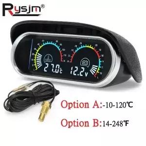 12v 24v 자동차 수온계 2in1 디지털 볼트미터 전압계 온도 센서 1/8NPT