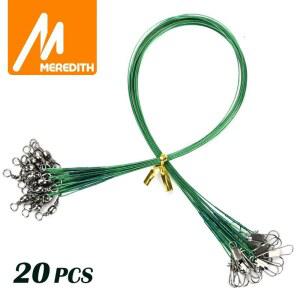 회전고리 MEREDITH 물기 방지 스틸 낚싯줄 철사 리더 회전 낚시 액세서리 리드 코어 가죽 와이어 15cm 25cm