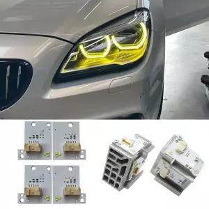 DRL LED 보드 모듈 2014-2018 BMW F06 F12 F13 LCI M6 640i 650i 640iX 650iX 헤드라이트 주행등 노란색 빨