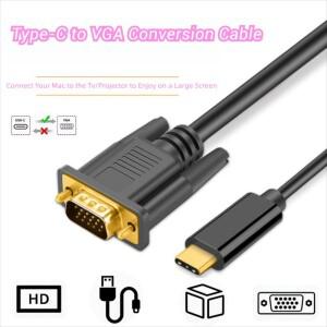 USBC-VGA 케이블 1080P C타입 어댑터 HD TV 변환기 macbook 호환 VGA 모니터 프로젝터 커넥터 HDTV 노트북