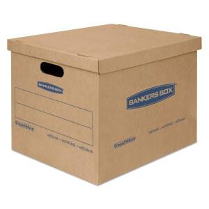 Bankers Box SmoothMove 클래식 이사 박스, 테이프가 필요 없는 조립, 쉬운 운반 손잡이, 스몰, 38.1 x 30.5 x 25.4 cm, (15 x 12 x 10인치) 20팩 (7714210)