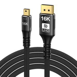 맥북 호환 디스플레이용 미니 소형 DP-DP 2.1 케이블  DSC 양방향 포트 16K @ 60Hz  8K 80Gbps