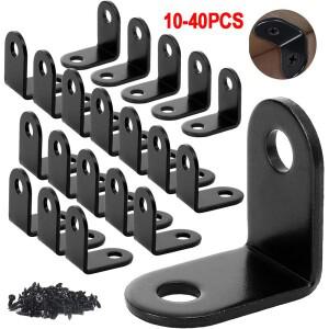 10-40 피스 코너 브레이스 직각 브래킷 스테인레스 스틸 블랙 20x20X16mm 조인트 선반 (나사 포함)