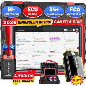 평생  업데이트 2026 KINGBOLEN K8 엘리트 프로 양방향 차량 OBD2 진단 스캔 도구  CANFD DOIP 34+ 리셋 EC