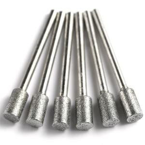 Grit120 3mmx 3mm/4/5/6/8/10mm 실린더 다이아몬드 그라인딩 버 연마 비트 헤드 장착 (드레멜용)