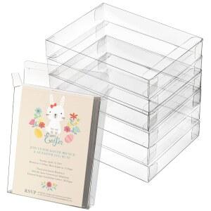 Yesland 인사말 카드용 60팩 투명 박스, 15.2 x 12.4 x 2.5cm(6 x 4.75 x 1인치) 직사각형 플라스틱 사진 보관 박스 케이스, A2 사이즈 카드 봉투에 적합, 문구 정리함, 소규모 비즈니스 용품