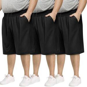 부조 3팩 빅 앤 톨 남성 체육관 반바지 - 포켓 체육복이 포함된 농구 블랙 운동 (3XL-5XL)