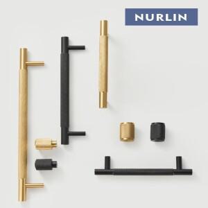 Nurlin 황동 다이아몬드 컷 크로스 널 패턴 골드 블랙 캐비닛 핸들 옷장  T-바 손잡이 500mm 긴 사용 가능