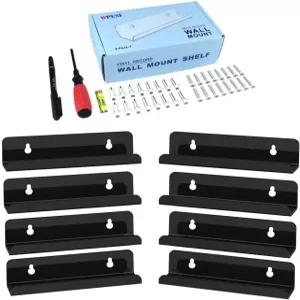 WPESI 비닐 레코드 선반 벽걸이 8팩 7인치 아크릴 월 디스플레이 홀더 CD 랙 블랙