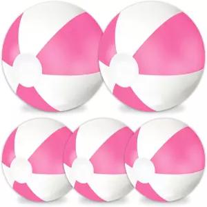 Whaline 5Pcs 풍선 비치볼 24인치 및 6인치 원형 풀 PVC 볼 귀여운 게임 장난감