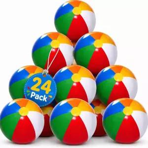 4E의 노블리티 24팩 6인치 풍선 비치볼 벌크 24 를 위한 생일 풀 파티 여름 굿이백 부활절 바구니 스터퍼