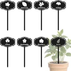 컷홀로우 8PCS 금속 식물 마커 야외 실내용 잎이 많은 3.5 x7 방수 정원 라벨 농가 온실 장 표지판 - 재미