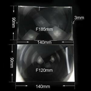 DIY 프로젝터 렌즈 프레넬 태양광 140x90mm 초점 거리 185mm 120mm 평면 확대경 플라스틱 2개