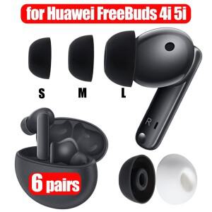 HUAWEI호환 FreeBuds 4i 5i EarTips 용 1-6 쌍 소프트 실리콘 귀마개 소음 차단 교체 이어 버드 보호