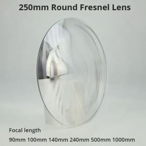 직경 250mm 광학 PMMA 태양광 플라스틱 프레넬 렌즈 원형 초점 거리 90mm 120 140 240 콘덴서 확대경