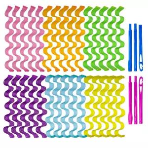 스타일링 가 30pcs 웨이브 컬 롤러 키트 중모 및 장모용 무열 스파이럴 7.8 45cm