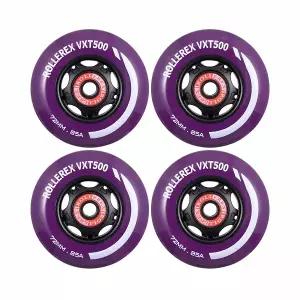 Rollerex VXT500 85A 인라인 스케이트 휠 4개 세트 베어링 스페이서 와셔 포함 실내/실외 롤러블레이드 휠