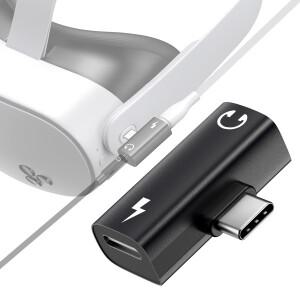 메타 퀘스트 호환3S 액세서리용 USB C-3.5mm 헤드폰 및 충전 어댑터  2 in 1 오디오 하이 레졸루션(PD 30W